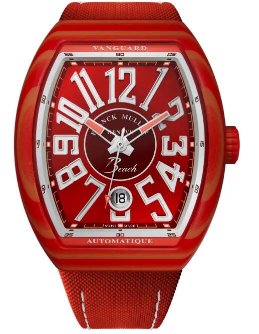 Review 2023 Franck Muller Vanguard Beach Replica Watch V 41 SC DT BEACH GFRGFRG Red - Click Image to Close